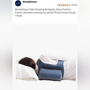 Side-Sleeping Backpack INSTANT SNORING RELIEF By Woody Knows, NWOB, Sz Small